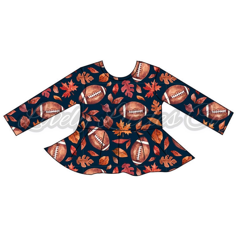 Fall football peplum top toddler girls